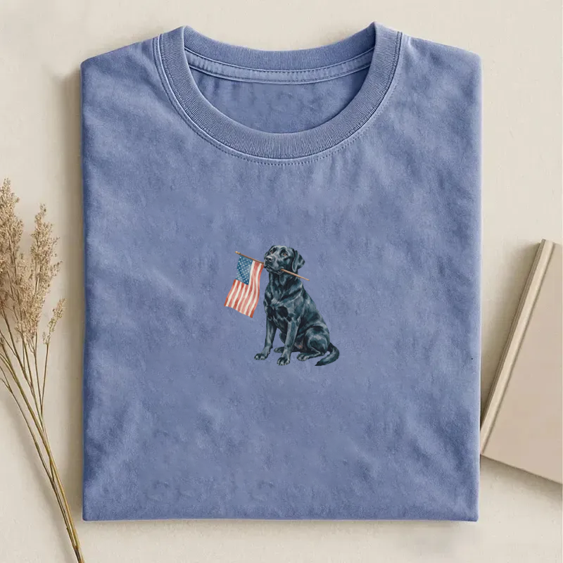 Black Labrador American Flag T-shirt