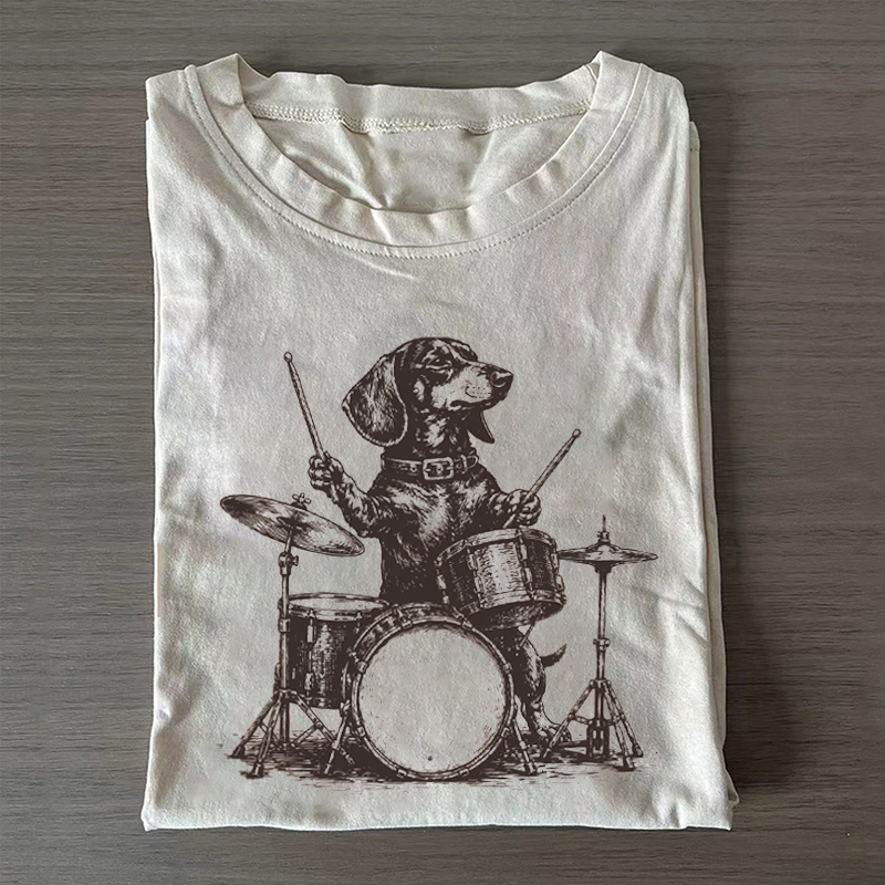 Funny Dachshund Drummer T-shirt