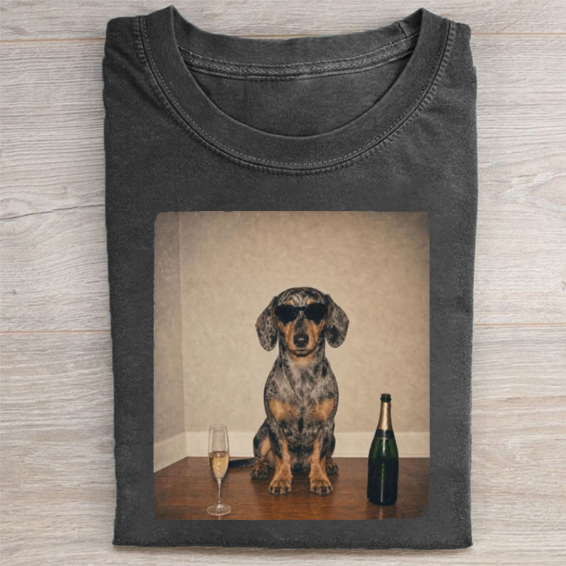Funny Dachshund Dog Champagne T-shirt