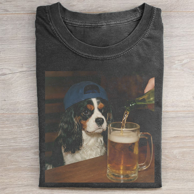 Silly Cavalier King Charles Spaniel Drinking Beer T-shirt