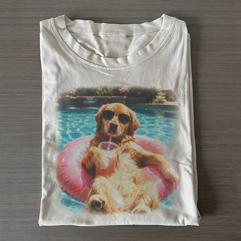 Golden Retriever Pool Float T-shirt