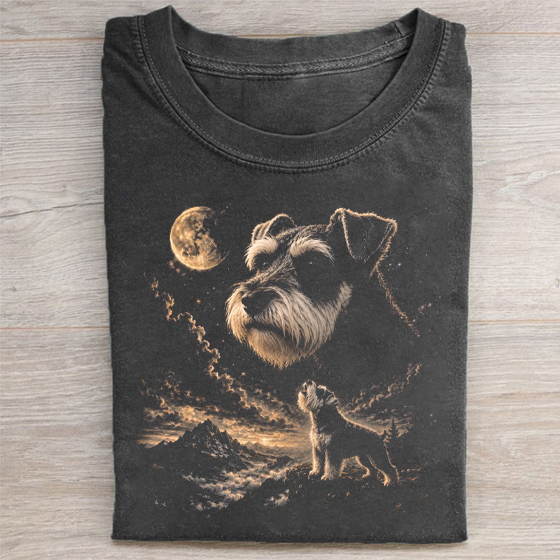 Miniature Schnauzer Howling to the Moon T-shirt