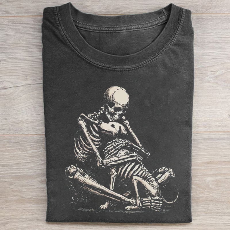 Dog Hug Skeleton T-shirt