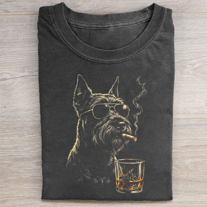 Funny Schnauzer Drinking Whiskey T-shirt