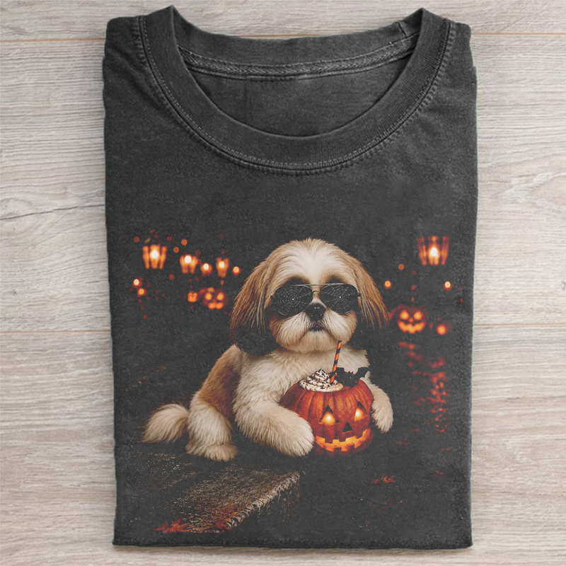 Silly Shih Tzu Charles Ghost Halloween T-shirt