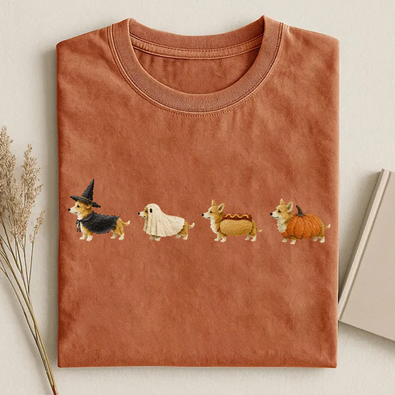Long Sleeve Corgi Halloween T-shirt