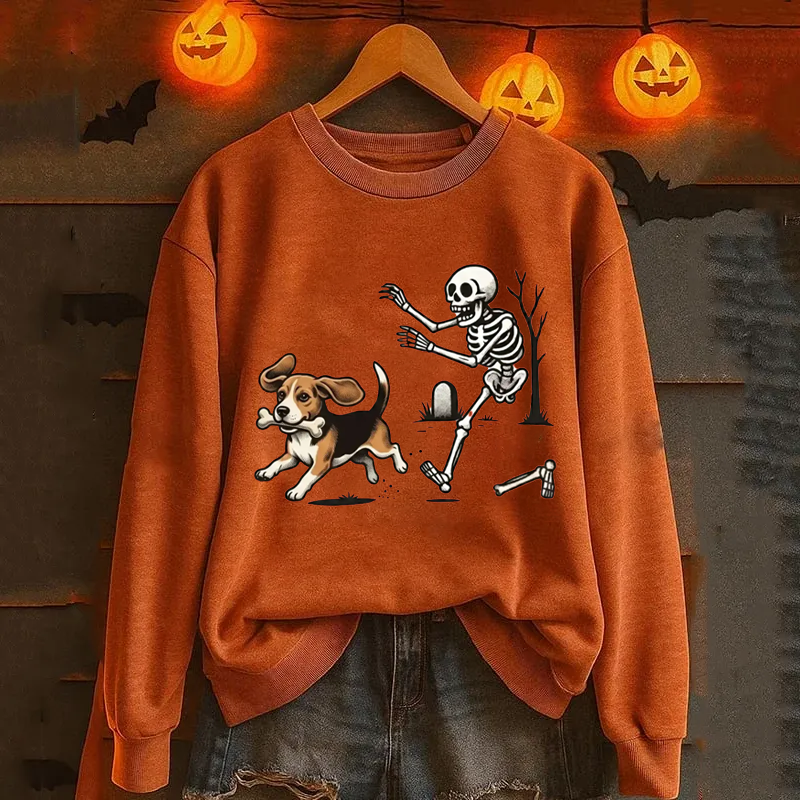 Dog Breeds Halloween Skeleton Sweatshirt