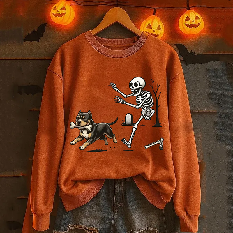 Dog Breeds Halloween Skeleton Sweatshirt
