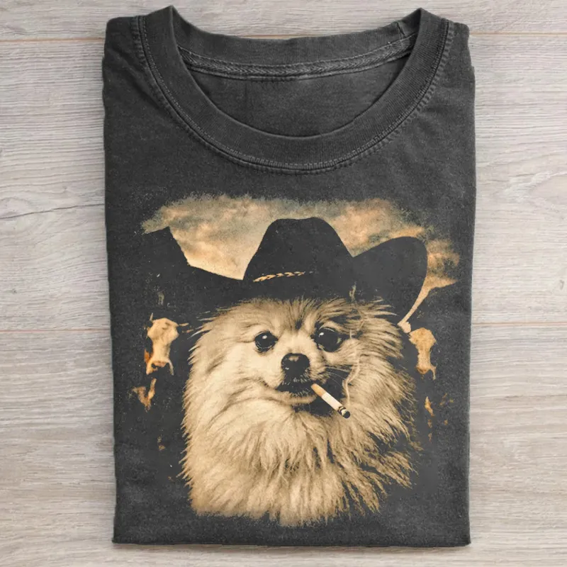 Pomeranian Western Graphic T-shirt