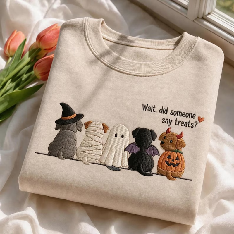 Embroidered Halloween Dog Sweatshirt