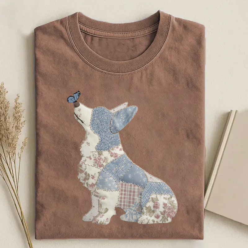 Patchwork Corgi Silhouette T-shirt