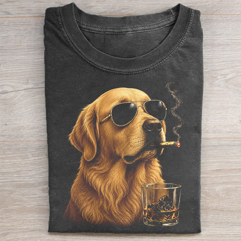 Funny Golden Retriever Drinking Whiskey T-shirt
