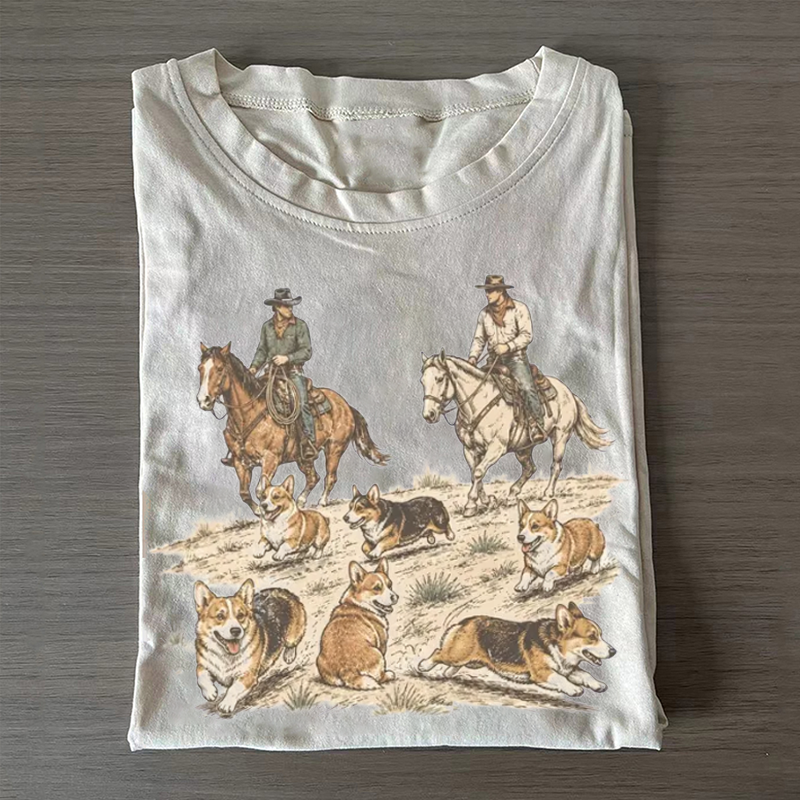 Vintage Western Corgi Roundup 90s Graphic T-shirt