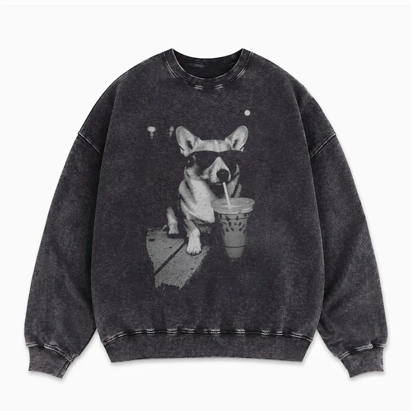 Corgi Drinking Iced Coffee Sweatshirt