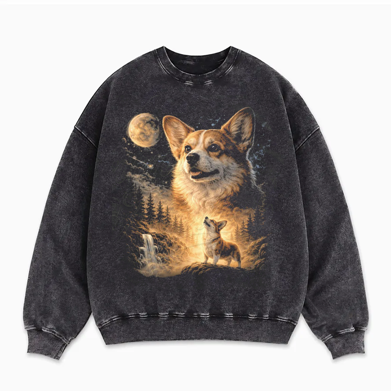Corgi Howling to The Moon Vintage Sweatshirt