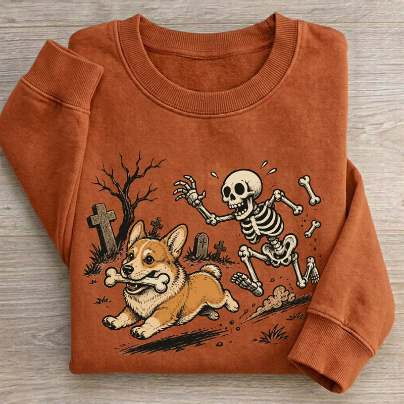 Funny Corgi Skeleton Halloween Sweatshirt