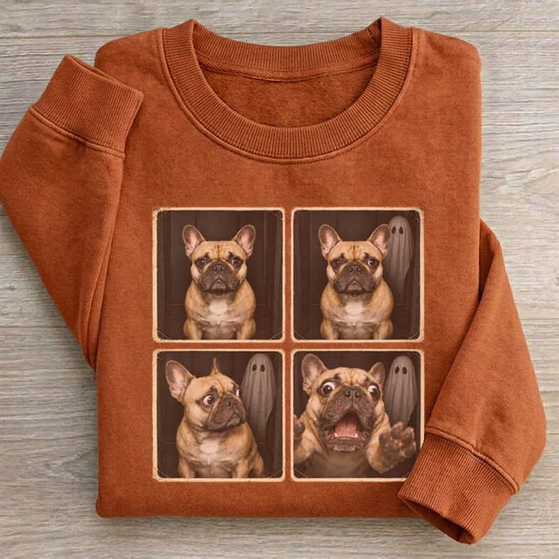 French Bulldog Ghost Photo Booth Halloween Sweatshirt