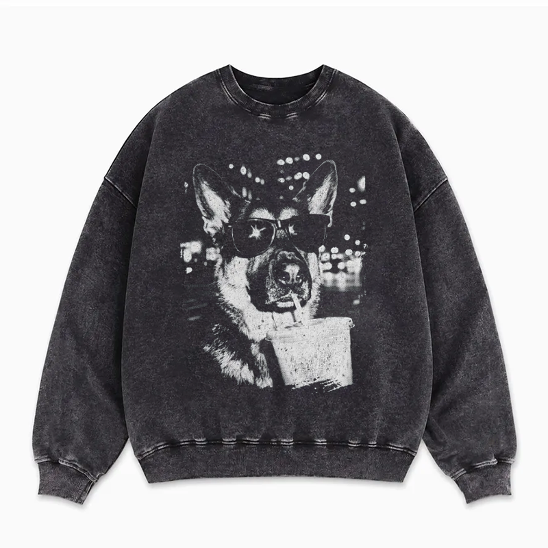 German Shepherd Drinking Iced Coffee Sweatshirt