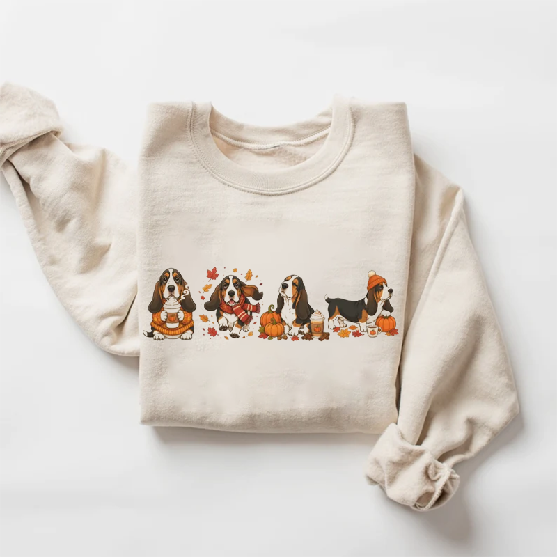 Cute Autumn Basset Hound Sweatshirt