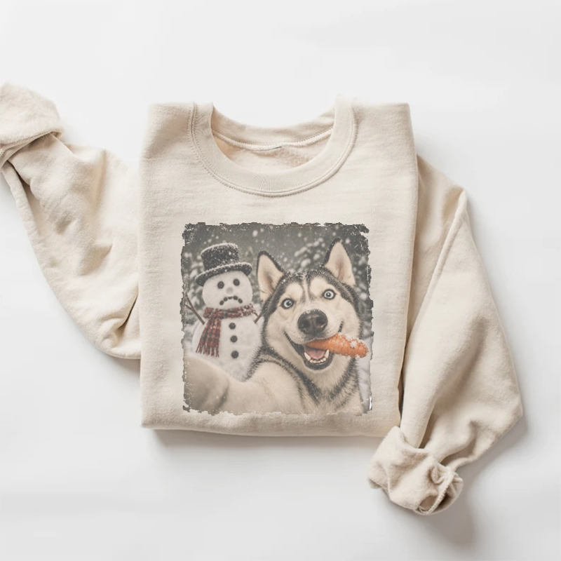 Husky Christmas Selfie Sweatshirt