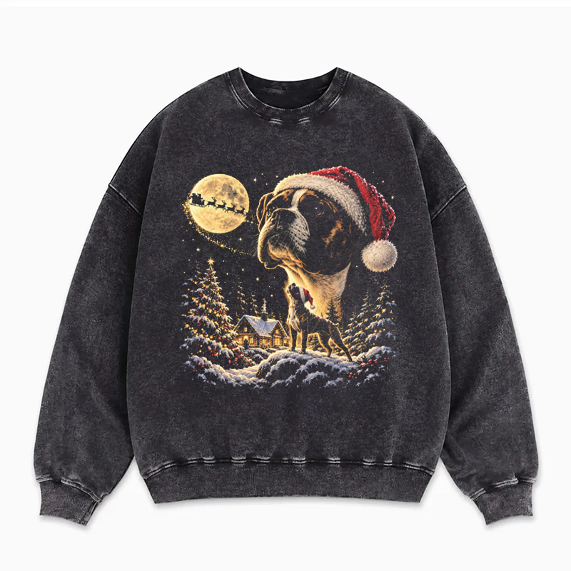 Boxer Dog Howling Christmas Sweatshirt