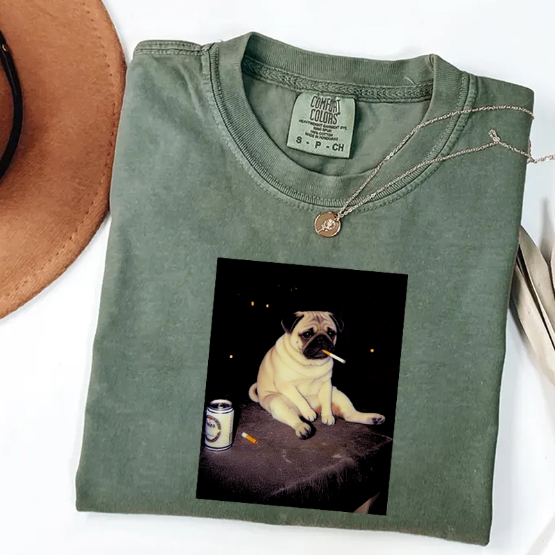 Funny Pug Smoking Meme T-shirt
