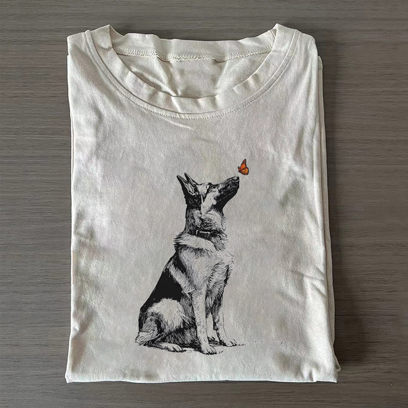 German Shepherd with Butterfly T-shirt
