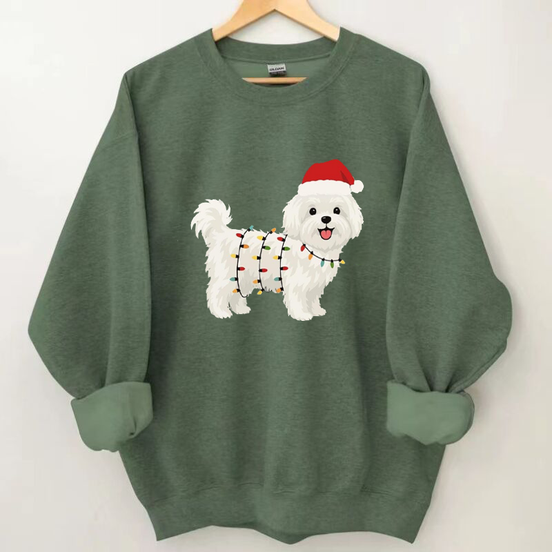 Santa Maltese Dog Christmas Sweatshirt