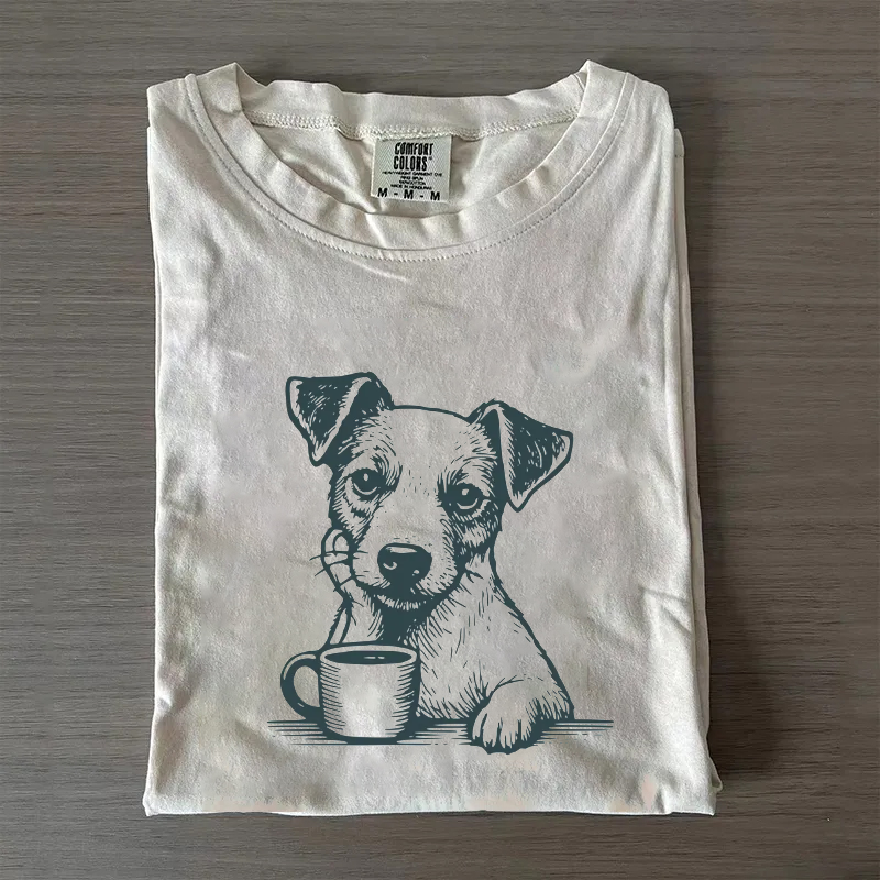 Jack Russell with Coffee T-shirt
