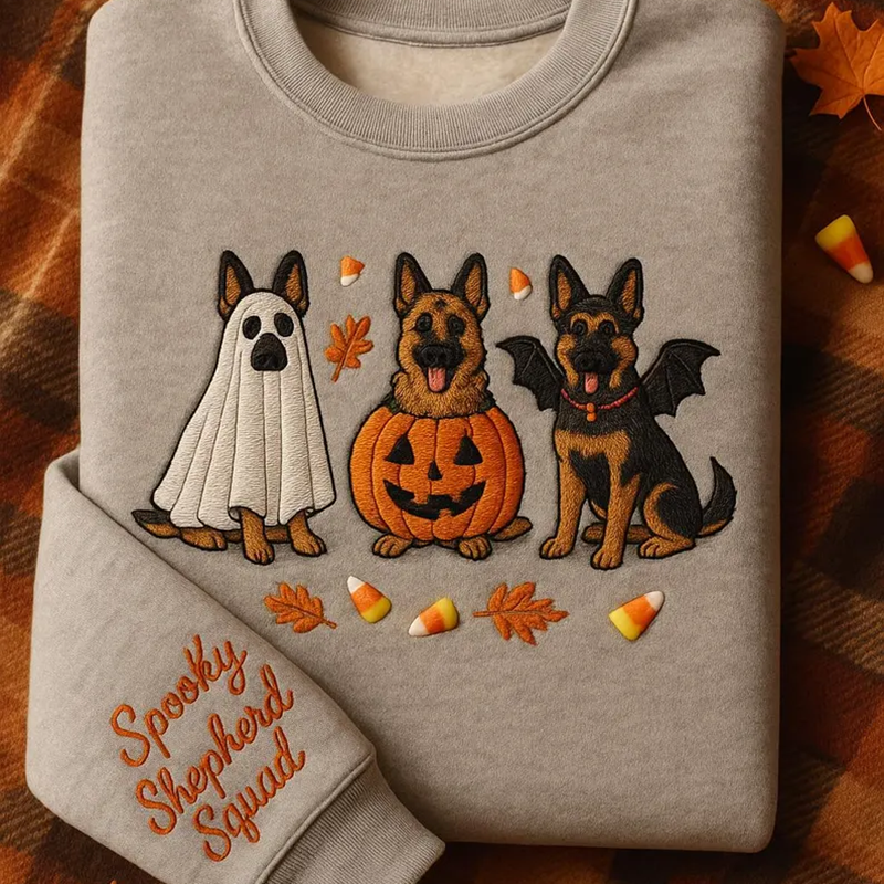 Spooky Shepherd Squad Embroidered Sweatshirt