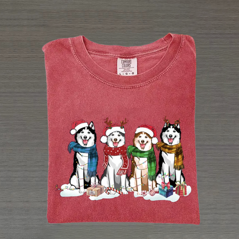 Husky Christmas Dog T-shirt
