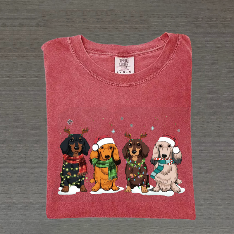 Comfort Colors Dachshund Christmas T-shirt