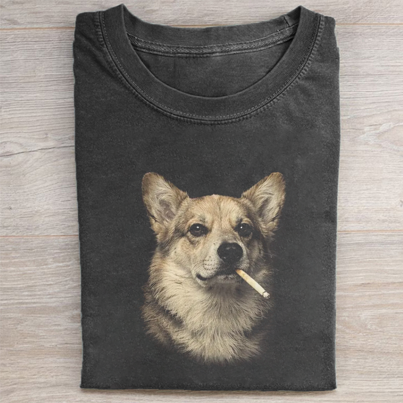 Vintage Smoking Corgi T-shirt