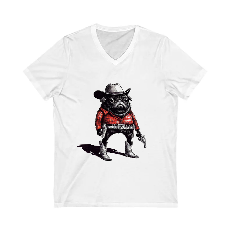 Pug Funny Cowboy V-neck