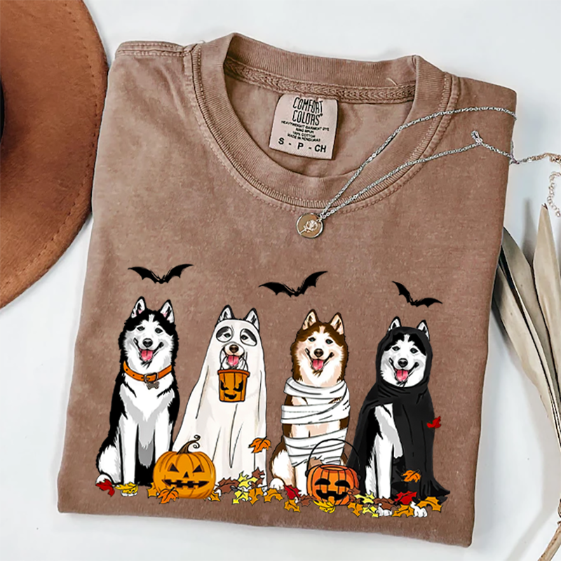 Husky Ghost Dogs Halloween T-shirt
