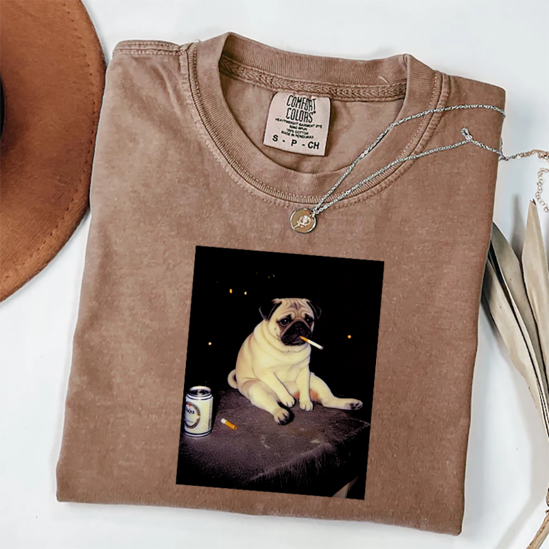 Funny Pug Smoking Meme T-shirt