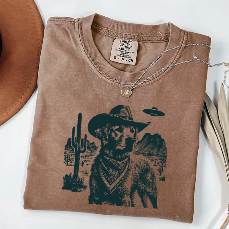 Vintage Golden Retriever UFO T-shirt