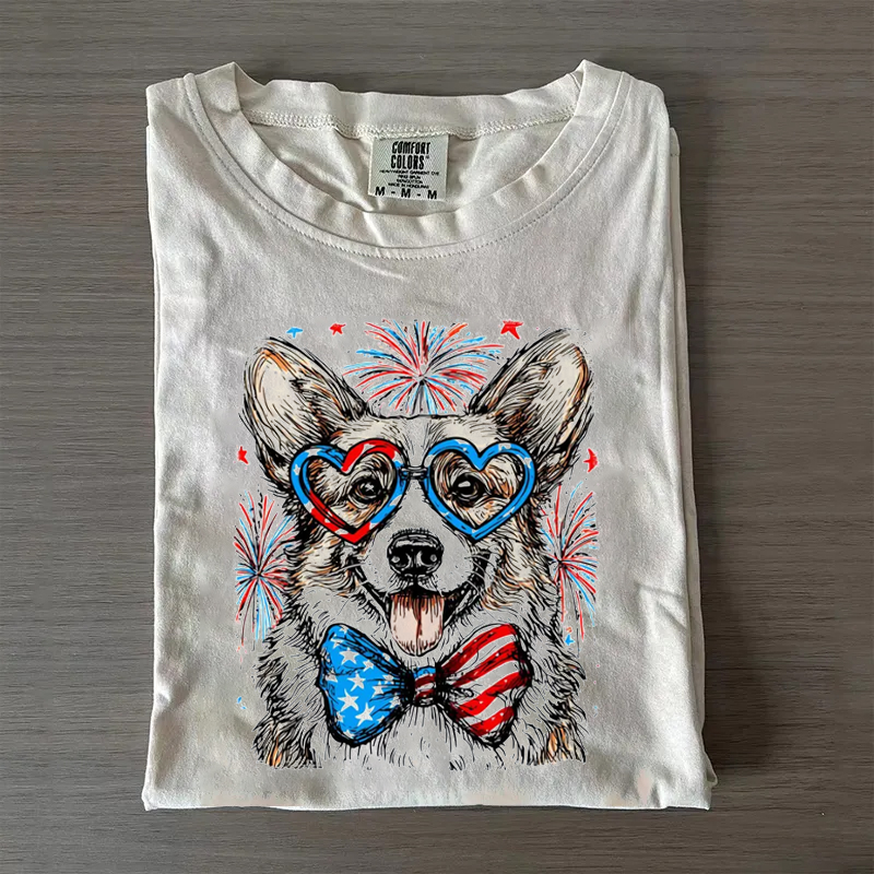 Corgi Patriotic Dog T-shirt