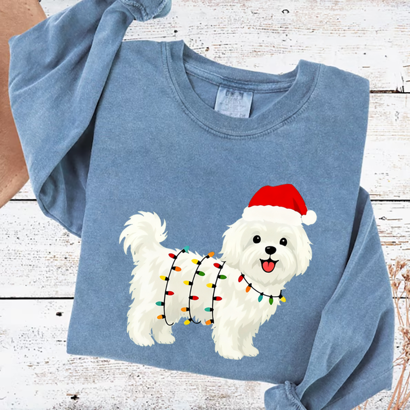 Santa Maltese Dog Christmas Sweatshirt