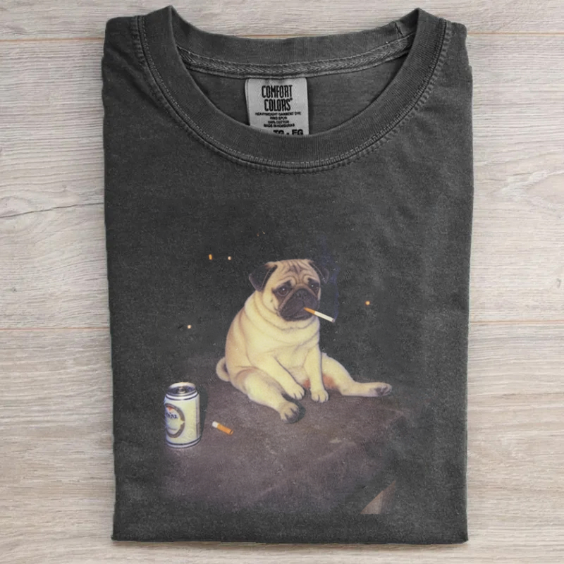 Funny Pug Smoking Meme T-shirt