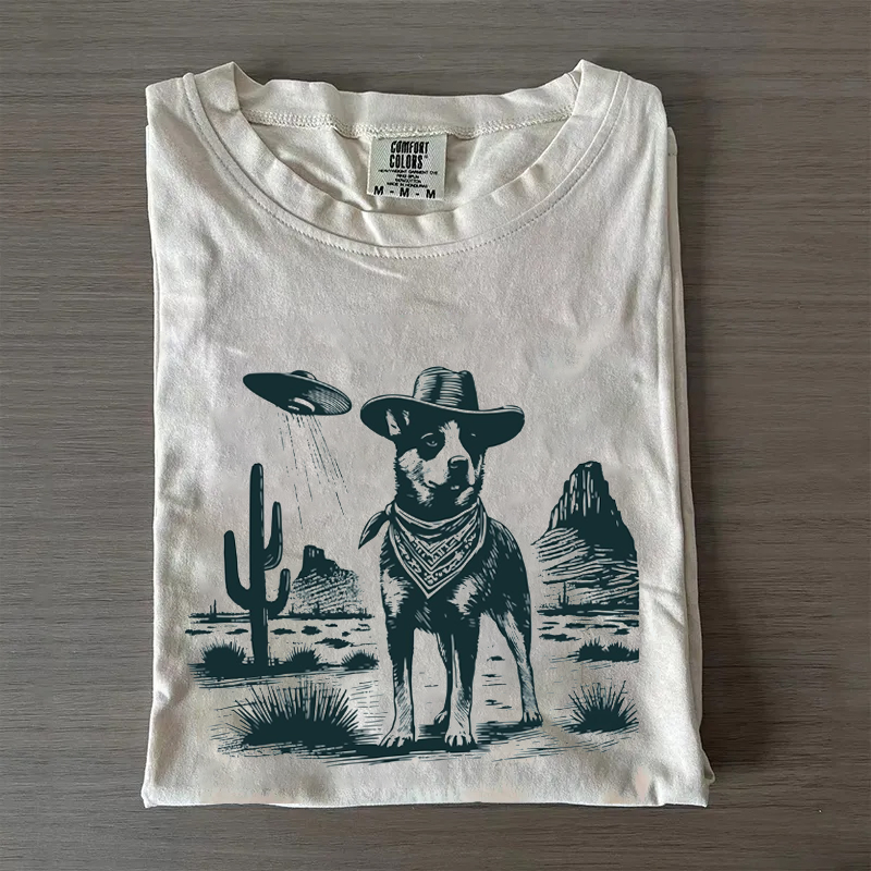 Vintage Australian Cattle Dog UFO T-shirt