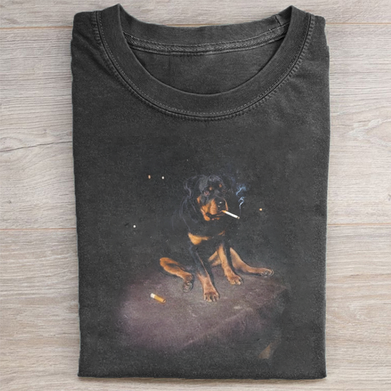 Funny Rottweiler Smoking Meme T-shirt