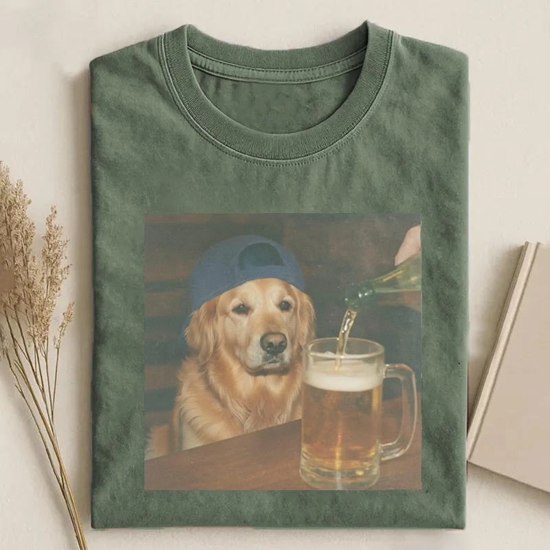 Funny Golden Retriever Drinking Beer T-shirt