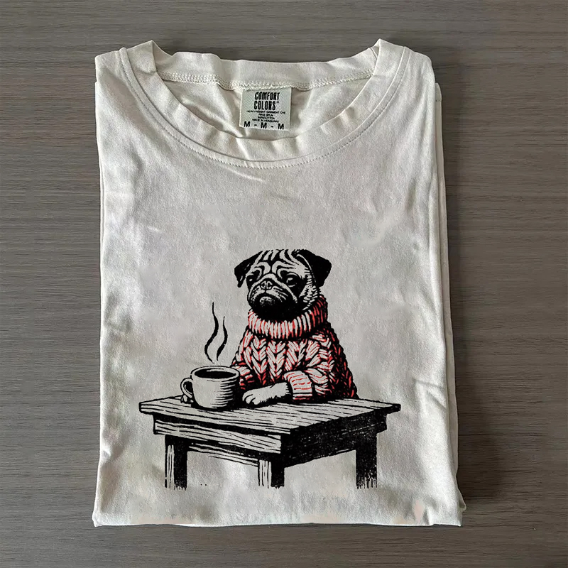 Pug Coffee Vintage T-shirt