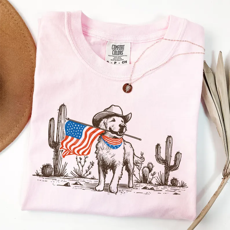 Comfort Colors Golden Retriever 4th of July T-shirt