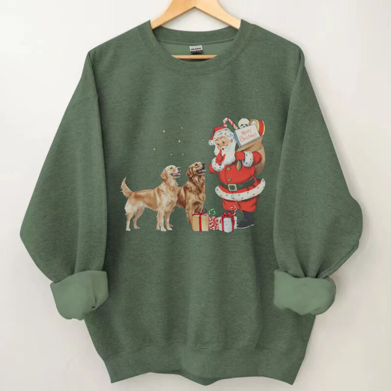 Vintage Golden Retriever Santa Christmas Sweatshirt