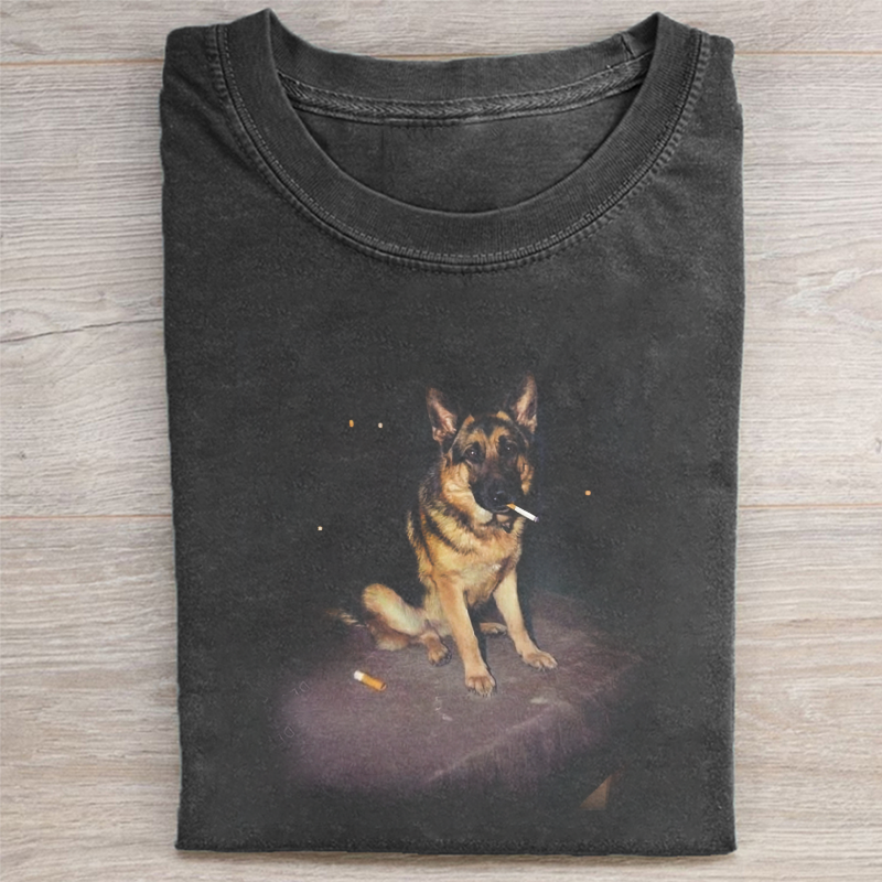 Funny German Shepherd Smoking Meme T-shirt