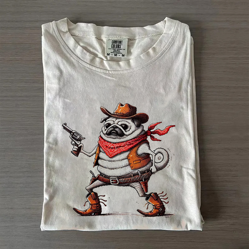 Funny Fat Pug Cowboy T-shirt