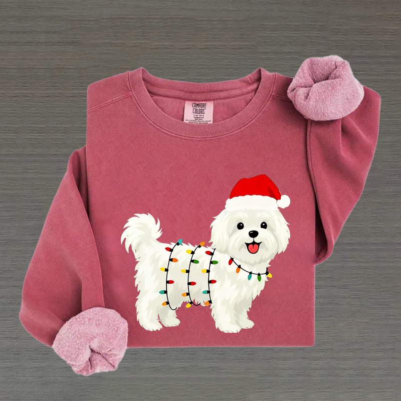 Santa Maltese Dog Christmas Sweatshirt