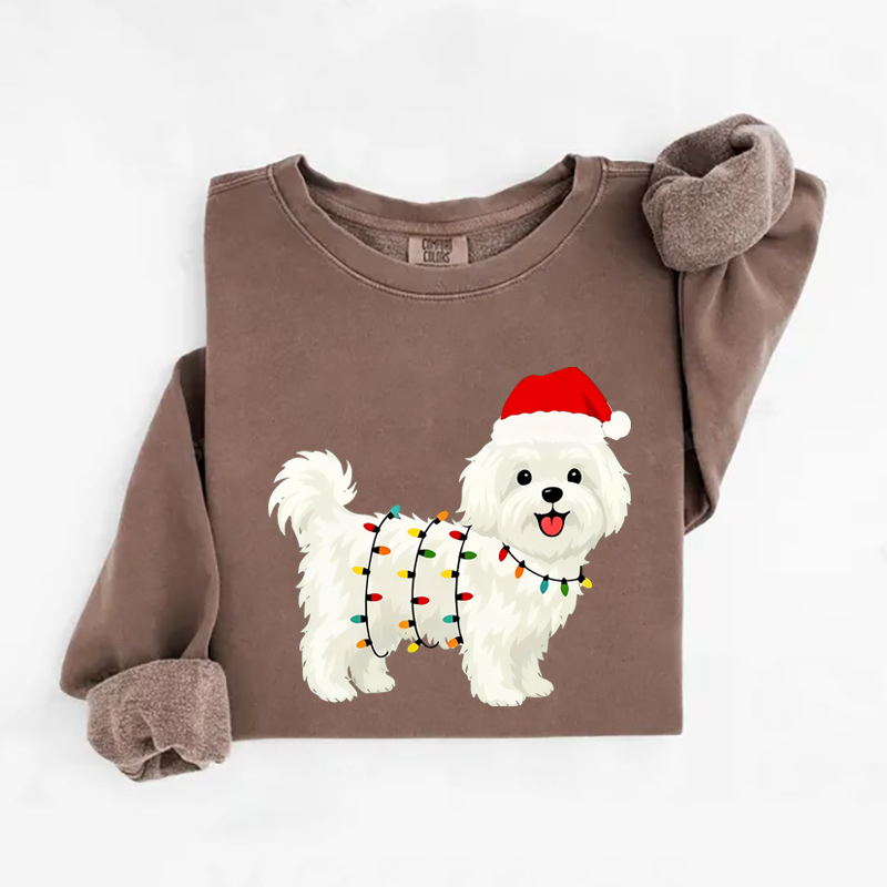 Santa Maltese Dog Christmas Sweatshirt